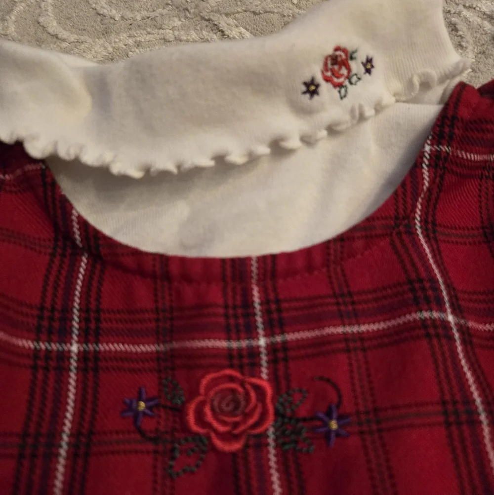 Vintage 1990s Y2k Oshkosh B'gosh 2pc Turtleneck Red Plaid Dress